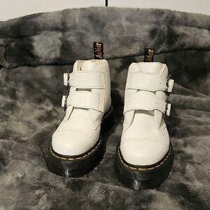 Dr. Martens White Double Strap Combat Boots